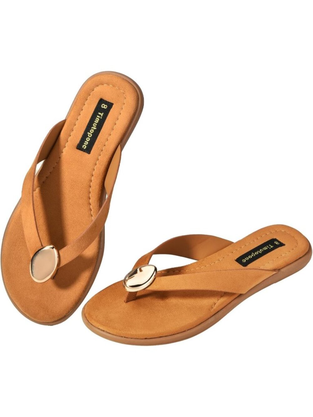 Women's Khaki Comfortable Flip Flops Thong Fashion Slip On Soft Flats Sandals